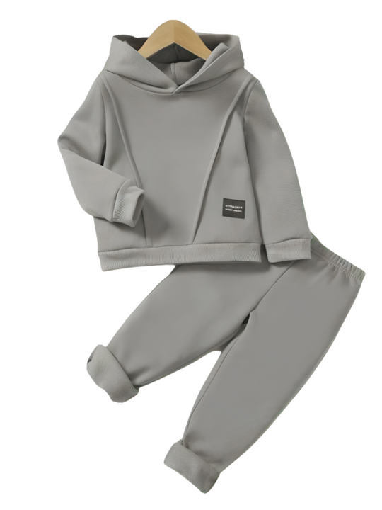 GREY PIPING FLEECE HOODIE TRACKSUIT